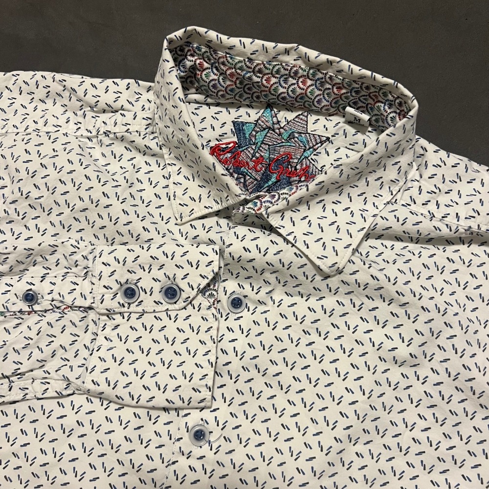 Robert‎ Graham Men's Medium Long Sleeve Button Up Shirt White Floral Geometric